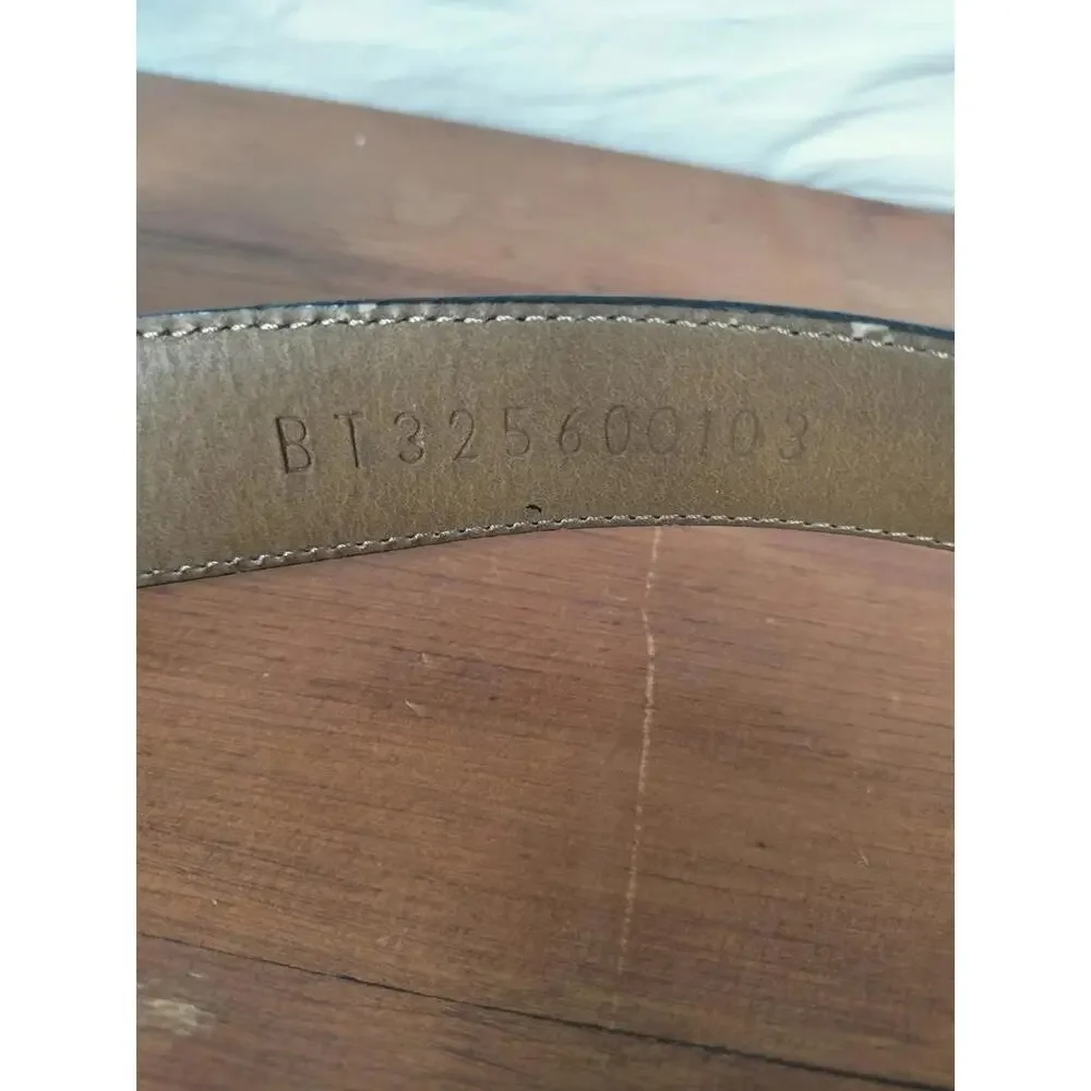 Vintage Fossil‎ Black L Croc-Embossed Leather Belt - Ornate Hinged Silver Buckle